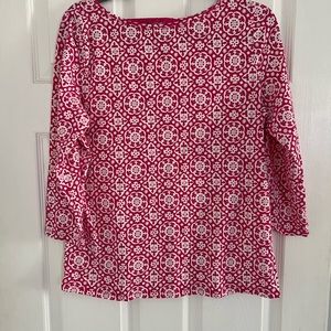 The Talbots Tee, 3/4 sleeve Pink/white. Size Large. Like new